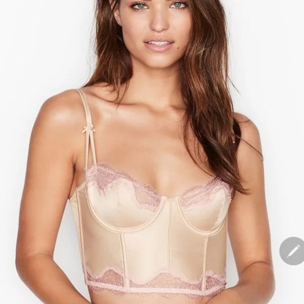 Victoria’s Secret Dream Angels Lace Balconette Bustier Bra Soft Pink Coquette